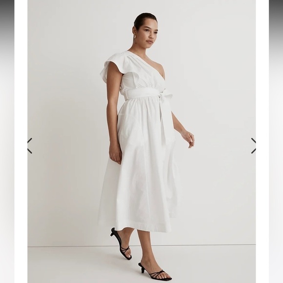 madewell ruffled one shoulder dress Ruffled One-Shoulder Midi Dress by Madewell